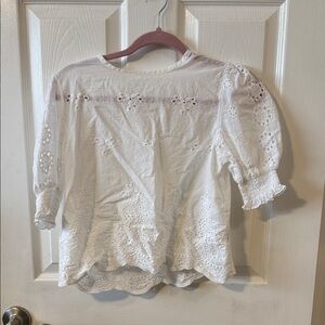 Elegant White Eyelet Blouse